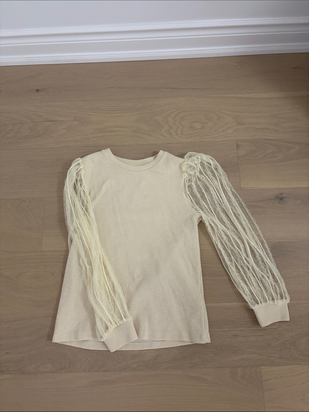 Zara Puff-Sleeve Ribbed Top for Kids
